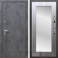Входная дверь Армада Лофт с зеркалом Пастораль (Бетон тёмный / Сандал серый)