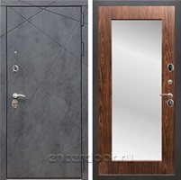 Входная дверь Армада Лофт с зеркалом Пастораль (Бетон тёмный / Берёза морёная)