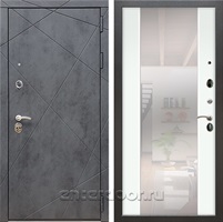 Входная дверь Армада Лофт с зеркалом СБ-16 (Бетон тёмный / Ясень белый)