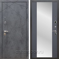 Входная дверь Армада Лофт с зеркалом СБ-16 (Бетон тёмный / Графит софт)