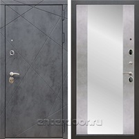 Входная дверь Армада Лофт с зеркалом СБ-16 (Бетон тёмный / Бетон светлый)