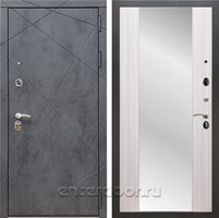 Входная дверь Армада Лофт с зеркалом СБ-16 (Бетон тёмный / Сандал белый)