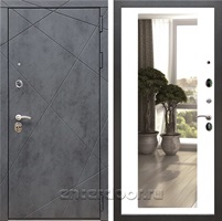Входная дверь Армада Лофт с зеркалом 2XL (Бетон тёмный / Белый матовый)