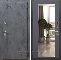 Входная дверь Армада Лофт с зеркалом 2XL (Бетон тёмный / Графит софт)