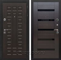 Входная металлическая дверь Сенатор Престиж СБ-14 (Венге / Венге) стекло черное
