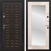 Входная металлическая дверь Сенатор Престиж с зеркалом Оптима (Венге / Дуб белёный)