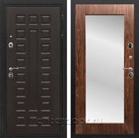 Входная металлическая дверь Сенатор Престиж с зеркалом Оптима (Венге / Берёза морёная)