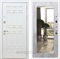 Входная металлическая дверь Сиэтл White с зеркалом Оптима (Белый матовый / Бетон светлый)