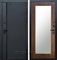 Входная металлическая дверь Блэк Гранд зеркало Оптима (Чёрный кварц / Дуб)