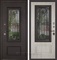 Уличная входная стальная дверь с терморазрывом АСД Аляска 3К с окном и ковкой (Муар коричневый / Сосна белая 50977-94)