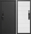 Входная дверь Шторм Блэк с умным замком - Линии Белый матовый для установки в квартиру 32727