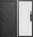 Входная дверь Лучи Блэк с умным замком - Гранд Белый софт для установки в квартиру 33432