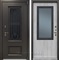 Уличная входная дверь с терморазрывом Лекс Термо Айсберг 3К с окном и ковкой (Муар коричневый / Сосна белая)