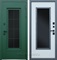 Входная дверь с терморазрывом АСД Олимп 3К с окном и английской решеткой (Муар зеленый / Лайт Софт Грей)