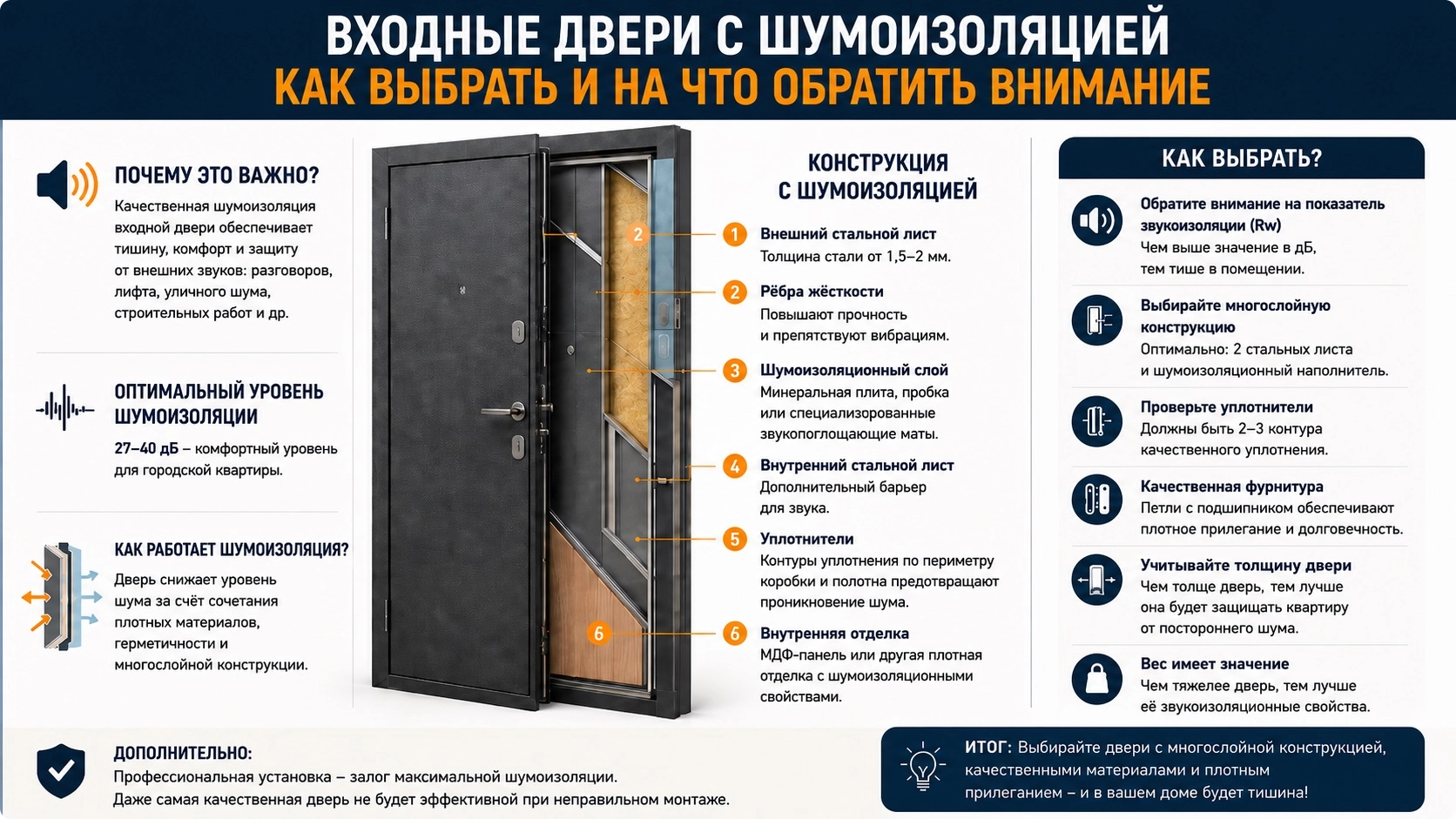 Входные двери с шумоизоляцией. Ка выбрать.